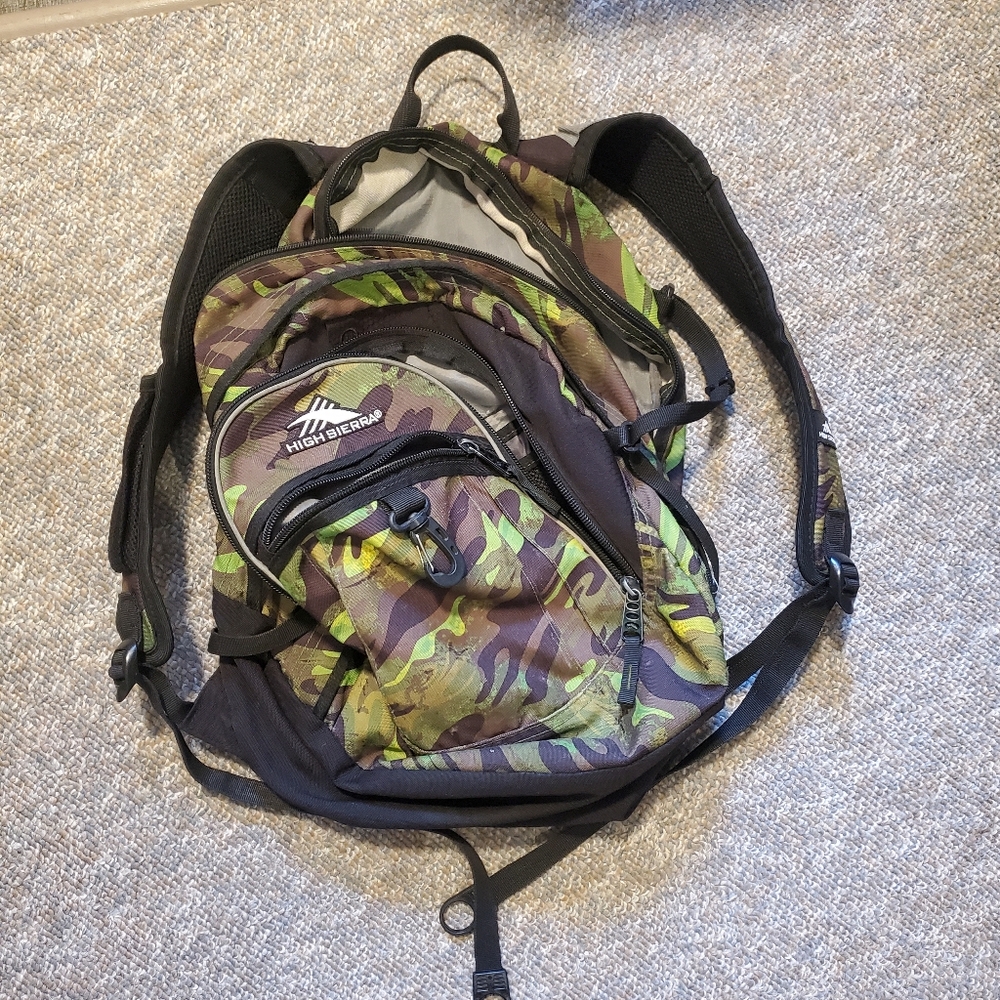 High Sierra Green and Brown Backpack